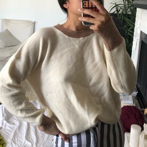 MADEWELL cream cashmere sweater with brown detail